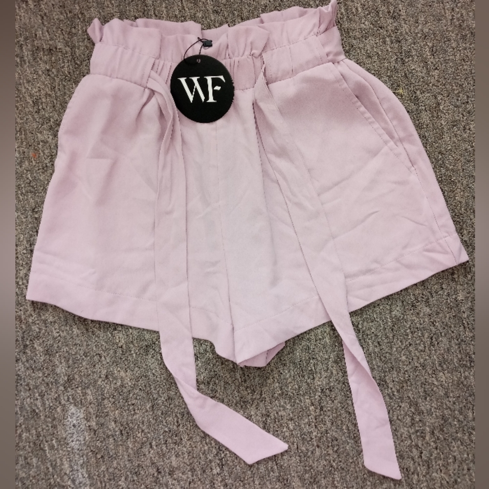 White fox pastel lilac paper bag belted shorts size small